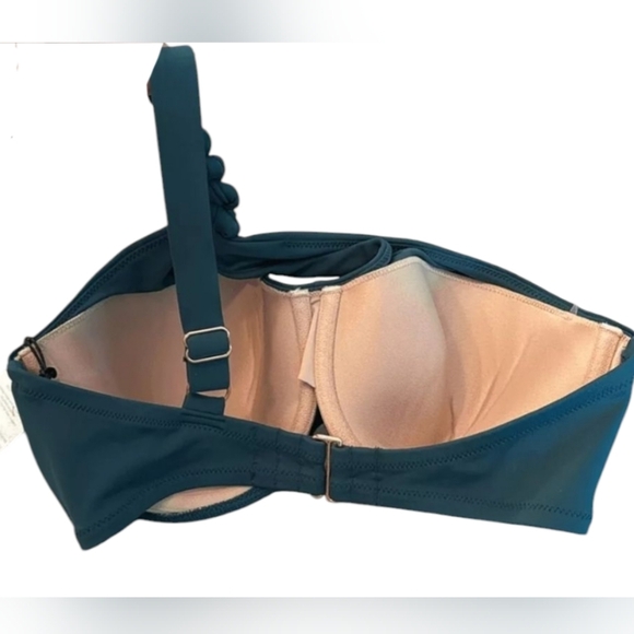 Twisted One Shoulder Keyhole Bikini Top - Shade & Shore Teal Green 34DD - Picture 4 of 9